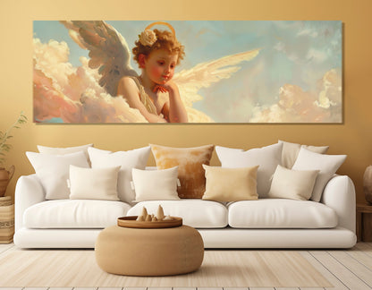 Cupid Canvas Print, Cupid Painting in William Bouguereau Style, Angels Wall Art, Cupidon Canvas Print, Framed and Ready to Hang