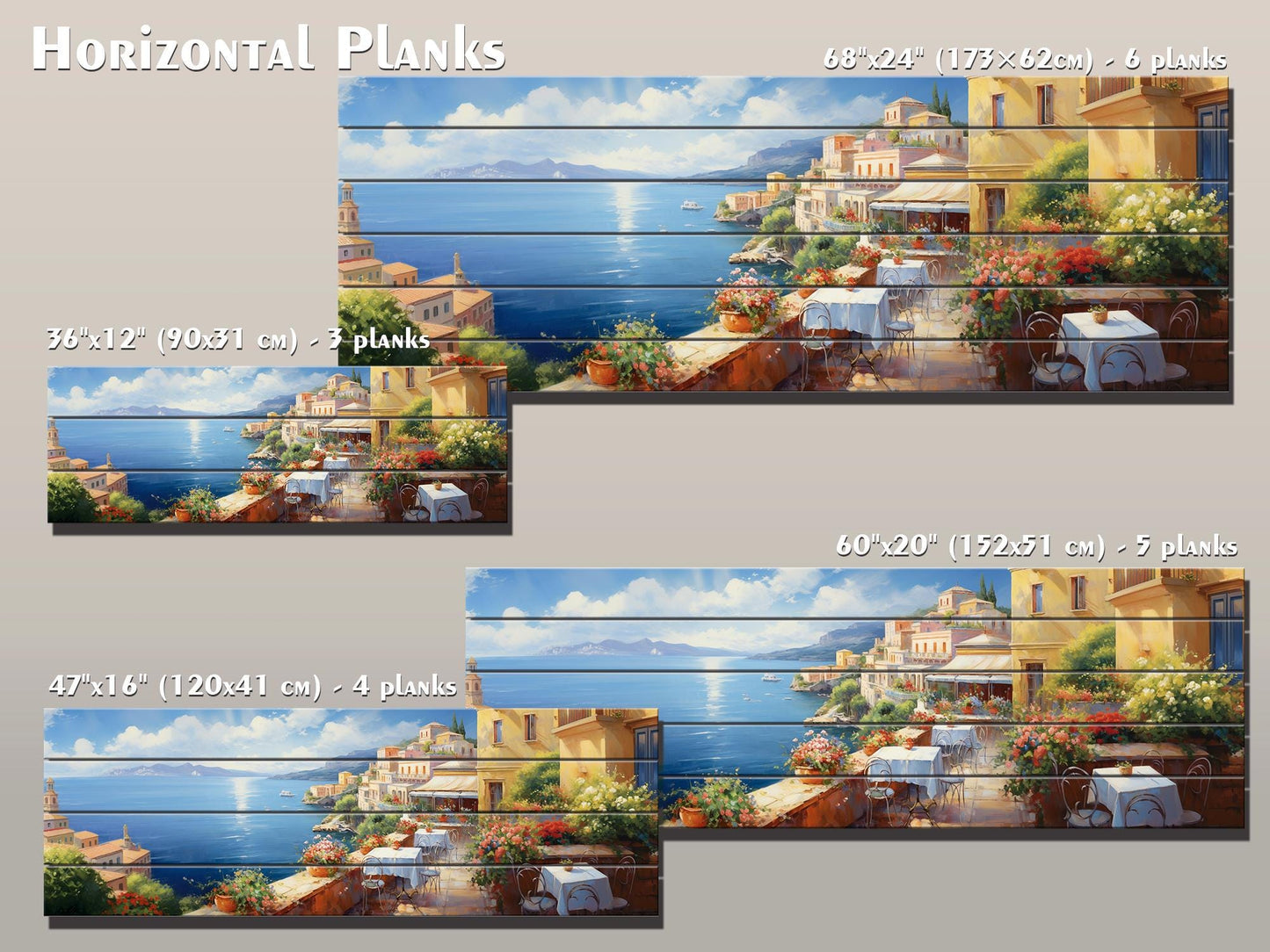 Italy Coast Painting – Scenic Italian Landscape Wood Wall Art | Rustic Coastal Decor