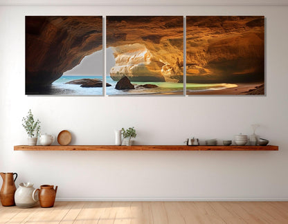 Benagil Cave Canvas Print – Large Portugal Wall Decor | Ready to Hang Framed Art