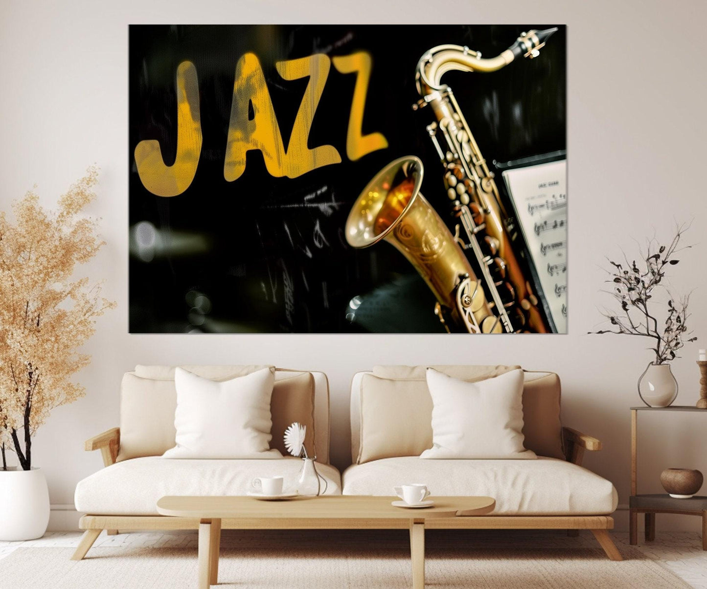 Abstract Saxophone Canvas - Jazz Wall Art | Framed Canvas Print Ready to Hang