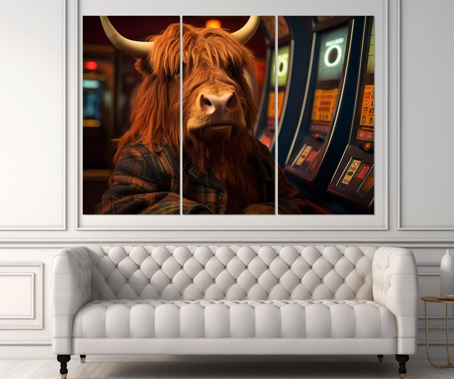 Buffalo Canvas Print – Casino Wall Art With Framed Cotton Canvas, Rustic Decor