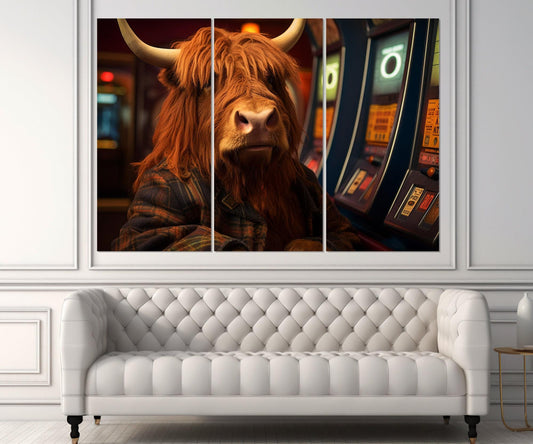 Buffalo Canvas Print – Casino Wall Art With Framed Cotton Canvas, Rustic Decor