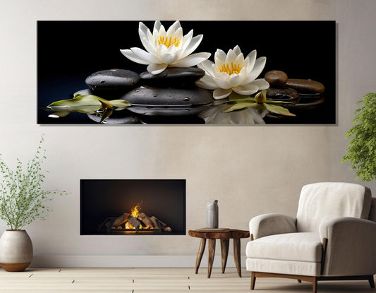 White Lily Canvas Print – Modern Spa Wall Decor | Framed Ready to Hang Art