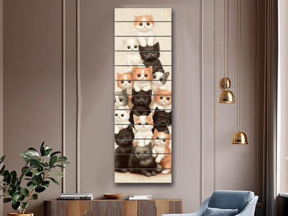 Kitten Print on Wood, Rustic Cats Wall Art, Cat Lover Gift