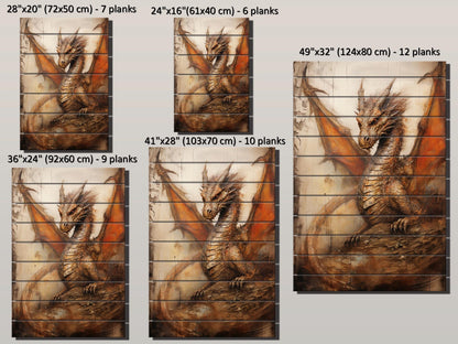 Rustic Dragon Painting – Handmade Wood Wall Art | UV Printed Natural Panel