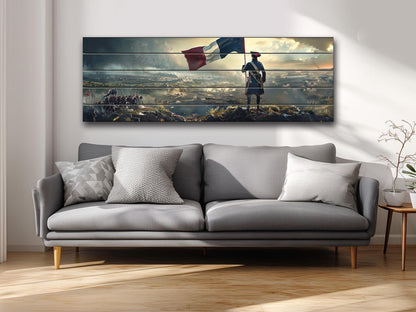 Napoleon Wood Art – Historical Wall Art on Natural Wood Print with French Flag