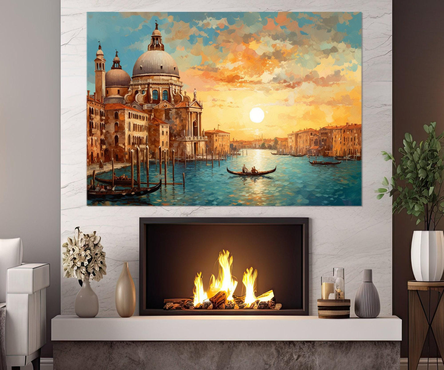 Venice Canvas Print - Abstract Vintage Venice Wall Art | Framed, Ready to Hang