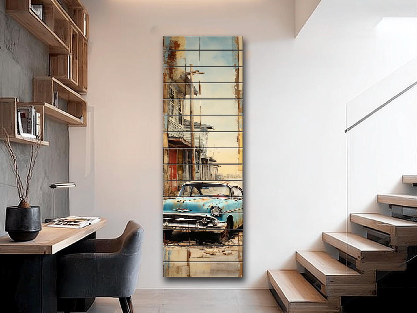 Vintage Cuba Print - Rustic Wood Wall Art on Natural Wooden Planks, Ready to Hang