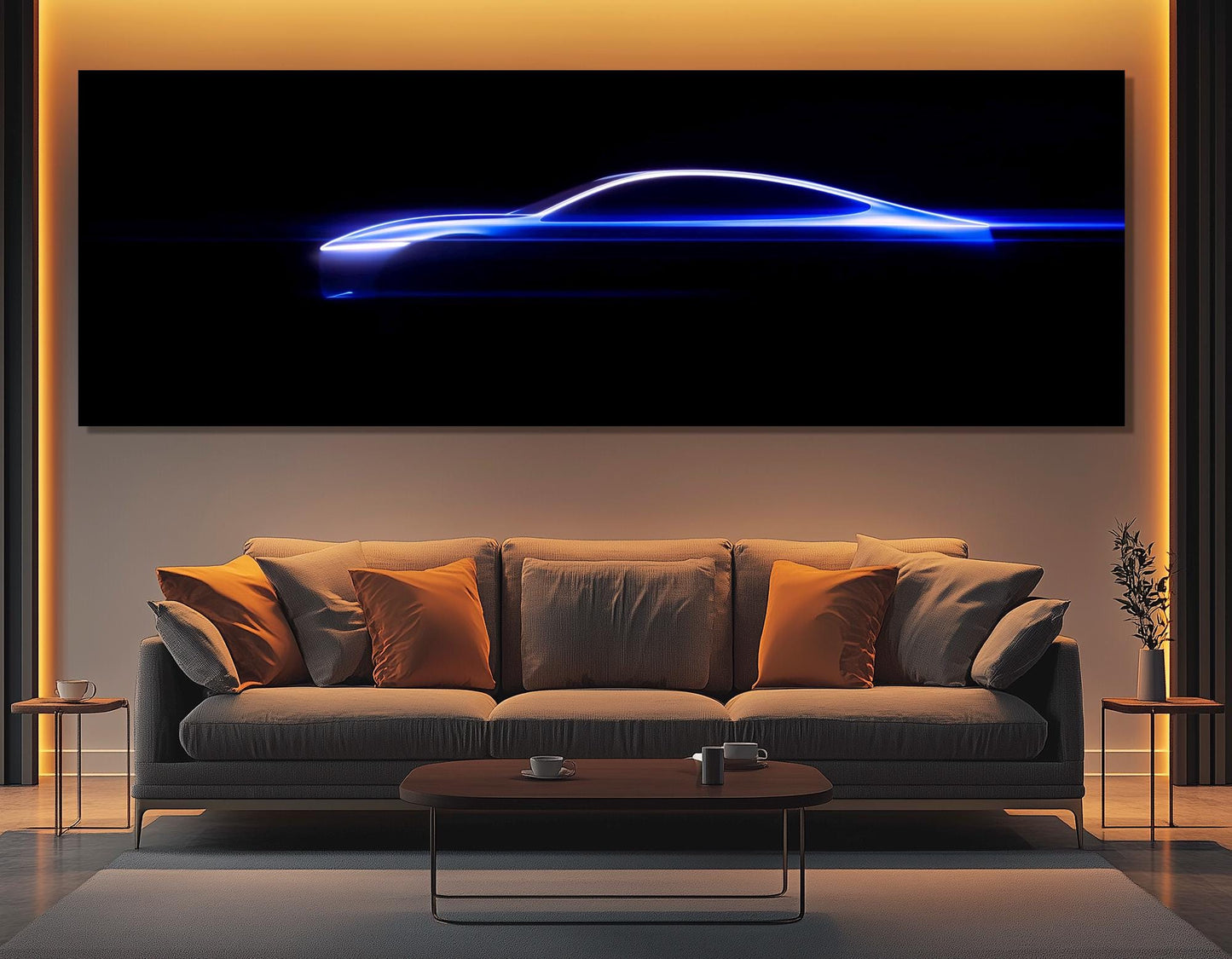 Sports Car Canvas Print – Minimalist Car Silhouette, Framed & Ready to Hang