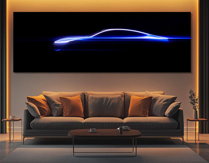 Sports Car Canvas Print – Minimalist Car Silhouette, Framed & Ready to Hang