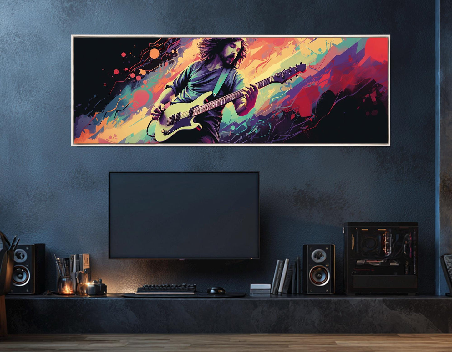 Pop Art Guitar Canvas - Abstract Guitar Painting | Framed Ready to Hang Wall Art