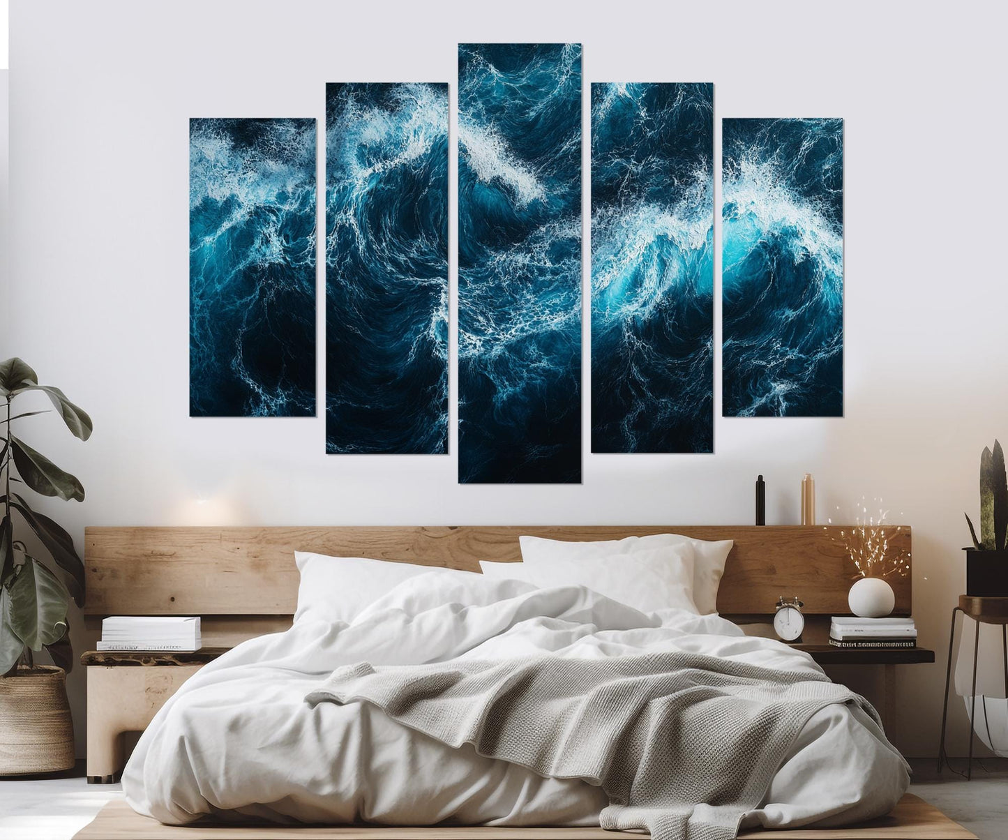 Ocean Wall Art - Deep Blue Waves Canvas Print | Large Framed Ocean Artwork Ready to Hang