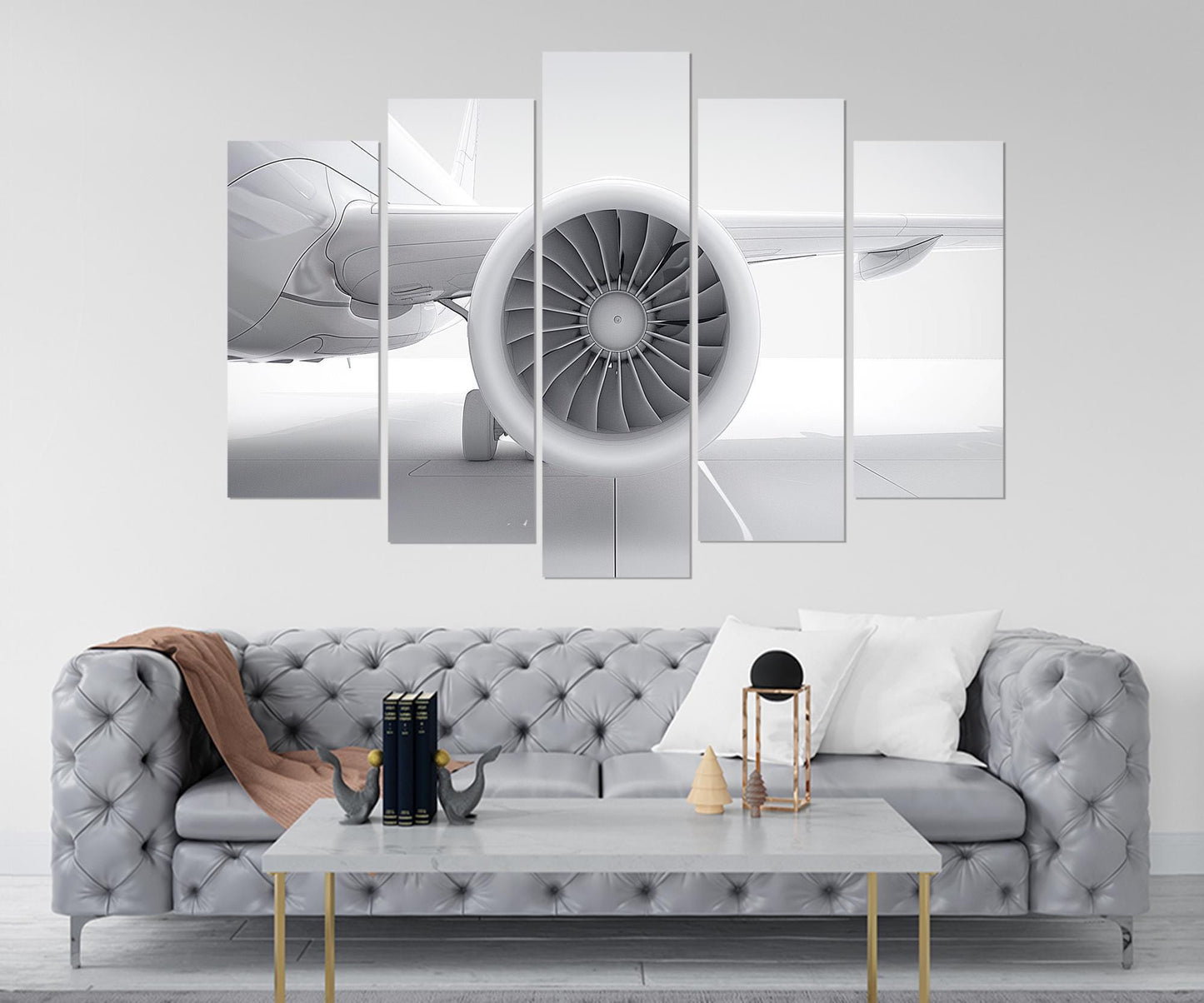 Plane Turbine Canvas Print - Minimalist Aviation Wall Art | Ready To Hang Framed Cotton Canvas