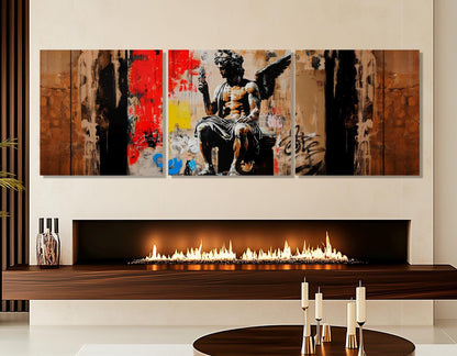 Greek Statue Canvas Print – Abstract Graffiti Art on Cotton Canvas, Ready to Hang