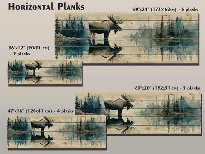 Moose Wood Print - Rustic Hunting Art | Vintage Forest Print on Wood Planks