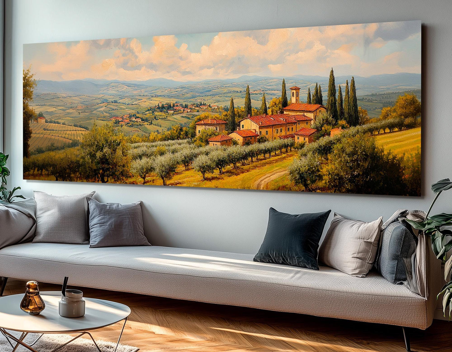 Tuscany Canvas Print - Olive Grove Painting on Cotton Canvas, Ready to Hang Wall Art