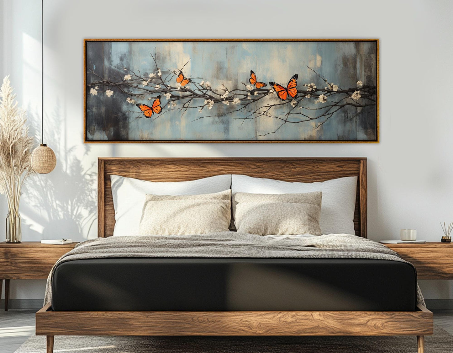 Butterflies Canvas Print – White Blossom Art On Gallery Wrapped Canvas | Ready to Hang