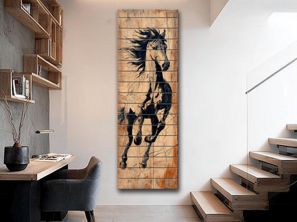 Wild Horse Wall Art – Rustic Wood Print With Unique Grain & Ready To Hang Decor