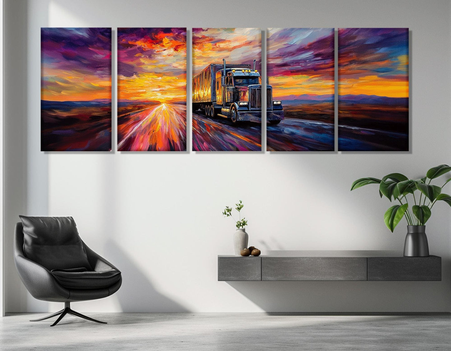Truck Canvas Print – Logistics Wall Art | Framed & Ready to Hang Cotton Canvas