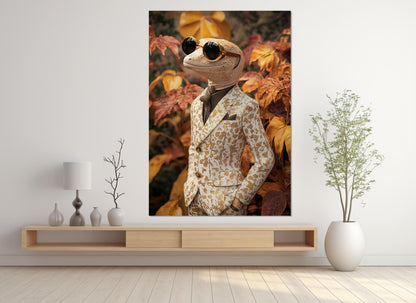Gecko Canvas Print – Funny Gecko Wall Art | Framed & Ready to Hang, Party Wall Decor