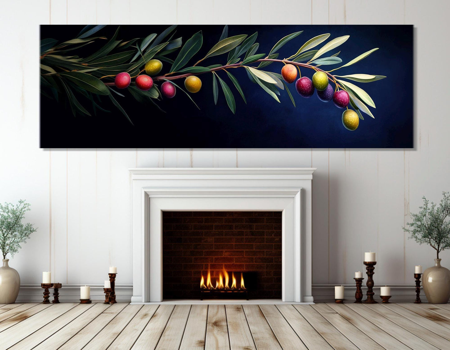 Olive Branch Canvas Print – Abstract Olive Tree Painting | Ready to Hang Framed Art
