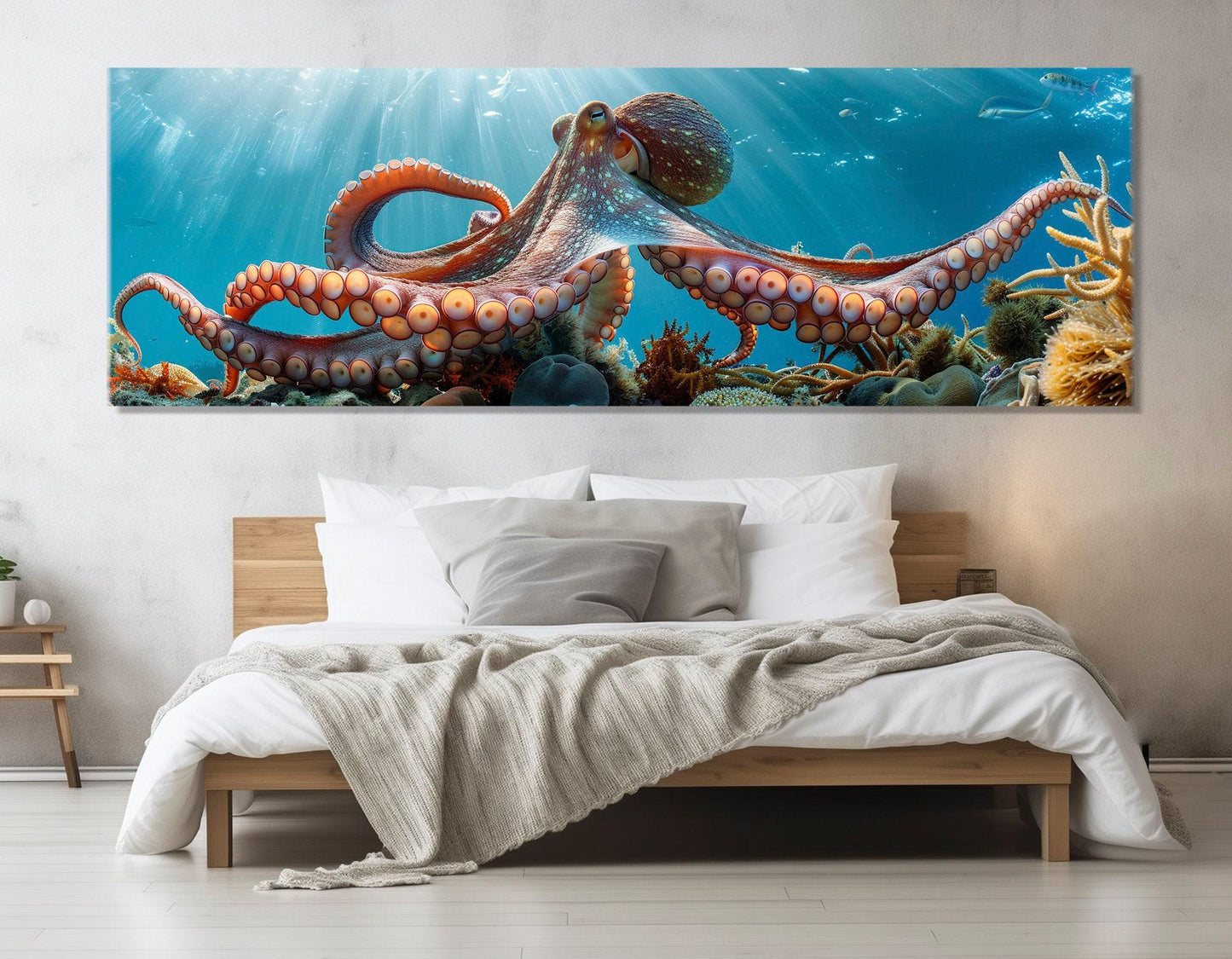 Octopus Canvas Print - Large Octopus Poster | Colorful Coral Reefs Wall Art
