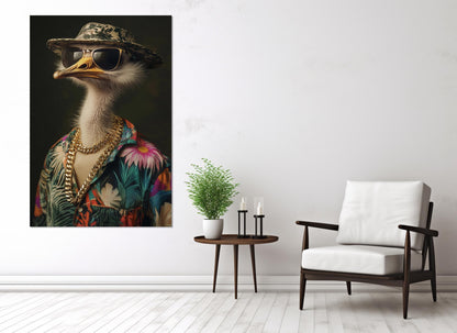 Ostrich Canvas Print – Funny Ostrich Art | Framed & Ready to Hang Party Wall Decor