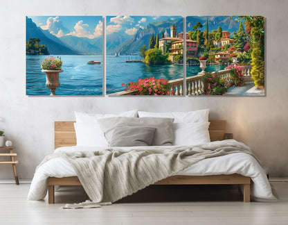 Lake Como Canvas Print – Panoramic Italy Wall Art | Framed & Ready to Hang