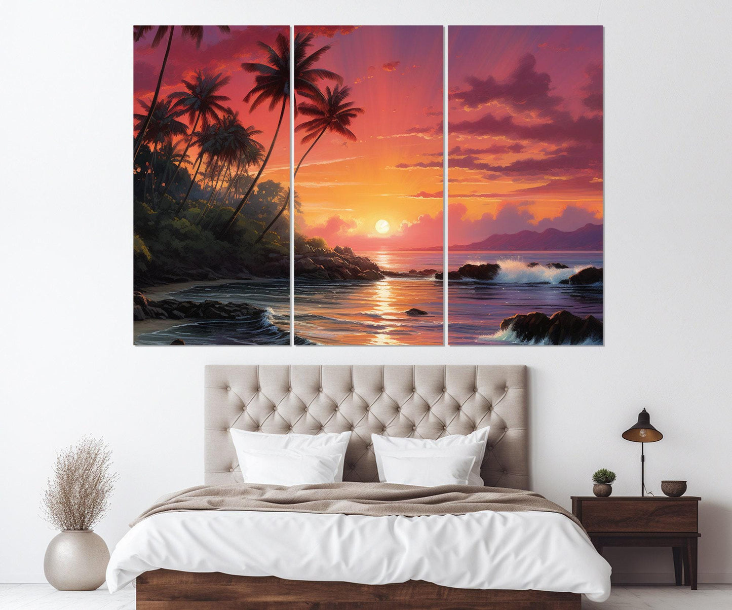 Maui Sunset Canvas Print – Framed Canvas Art | Tropical Sunset Painting, Ready to Hang