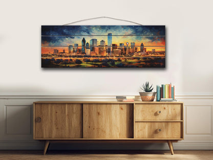Dallas Wood Wall Art – Rustic Dallas Skyline Art | Abstract Wood Painting Decor