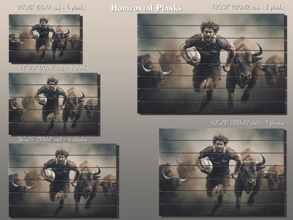 Rugby Wall Art – Abstract Rugby Painting on Natural Wood | Rustic & Modern Decor