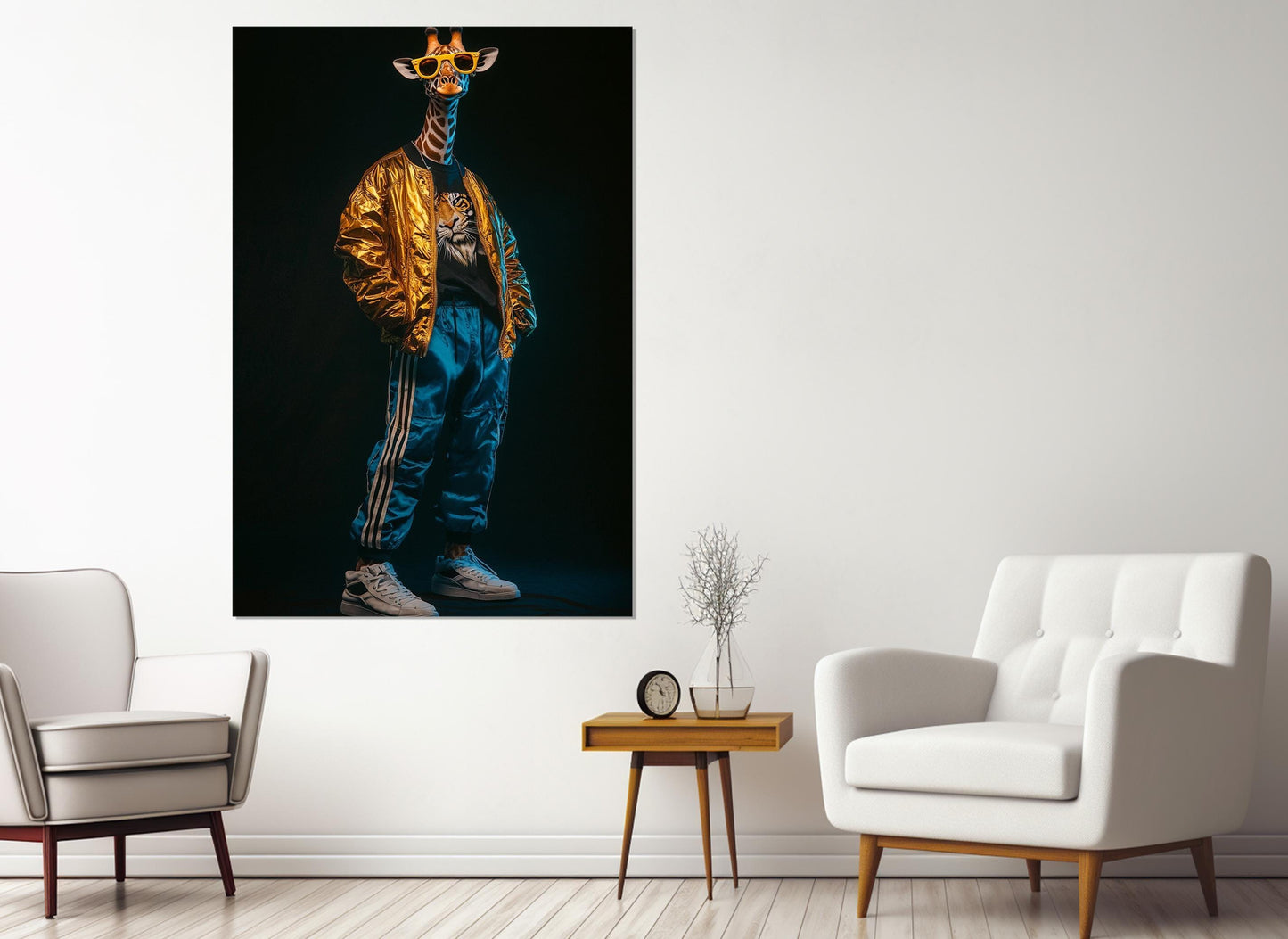 Giraffe Canvas Print – Cool Giraffe Poster in Sport Suit, Ready to Hang Wall Art