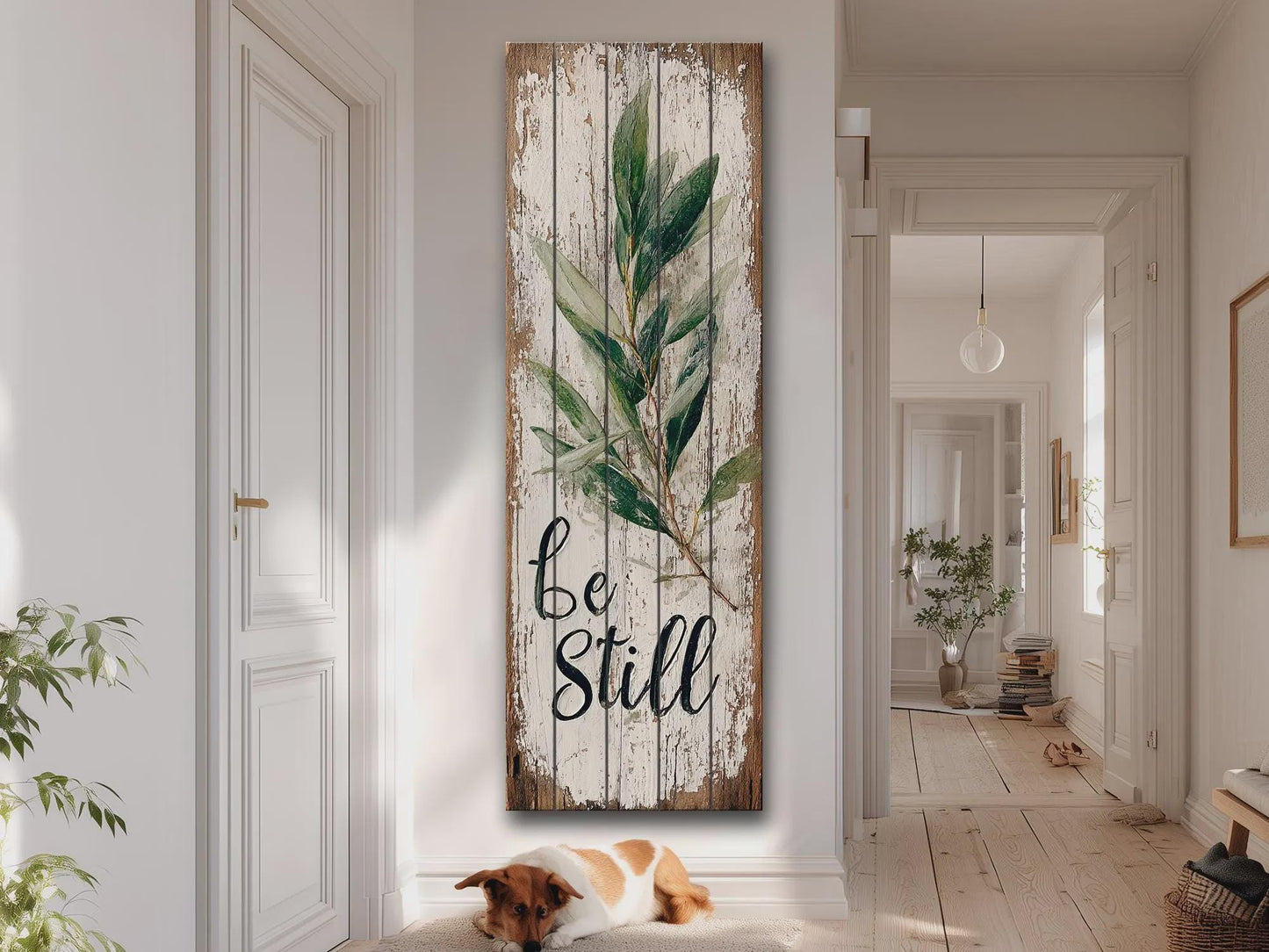 Rustic Wood Wall Art – Be Still Scripture Quote on Natural Wood Print