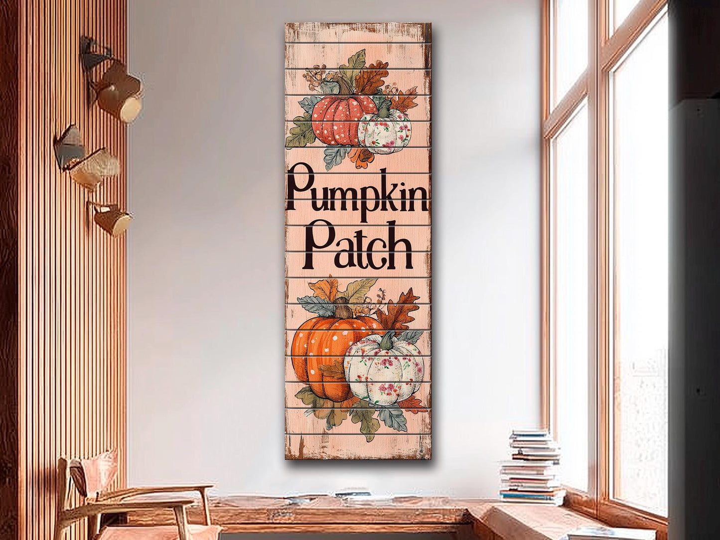Pumpkin Patch Sign – Rustic Wood Art | Farmhouse Autumn Wall Decor, Cozy Fall Home