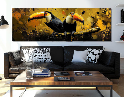 Toucans Canvas Print – Abstract Bird Art Ready to Hang Gallery Wrapped Decor