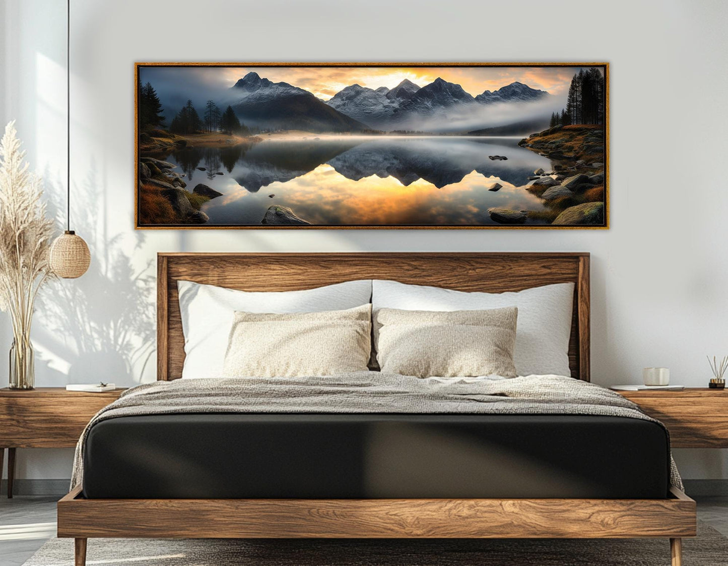 Sunrise over Alpine Lake Canvas Print, Alps Wall Art, Framed & Ready to Hang
