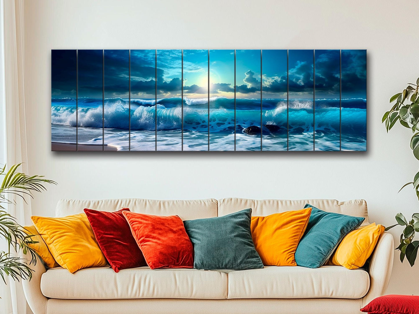 Wood Wall Art – Panoramic Sea Print | Nautical Wooden Wall Decor, Fade Resistant Print