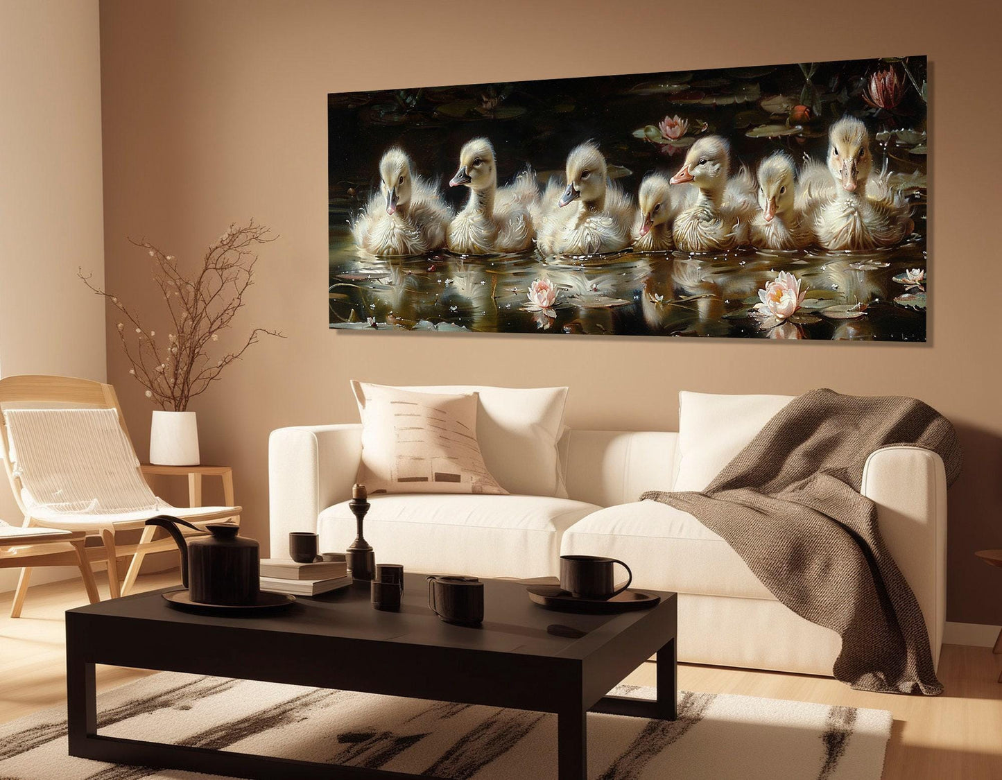 Cygnets Canvas Print - Cute Swans Wall Art | Framed & Ready to Hang Cotton Canvas
