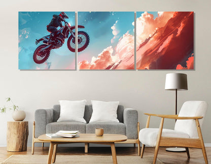 Motocross Canvas Print – Large Framed Cotton Canvas Art | Ready to Hang Wall Decor