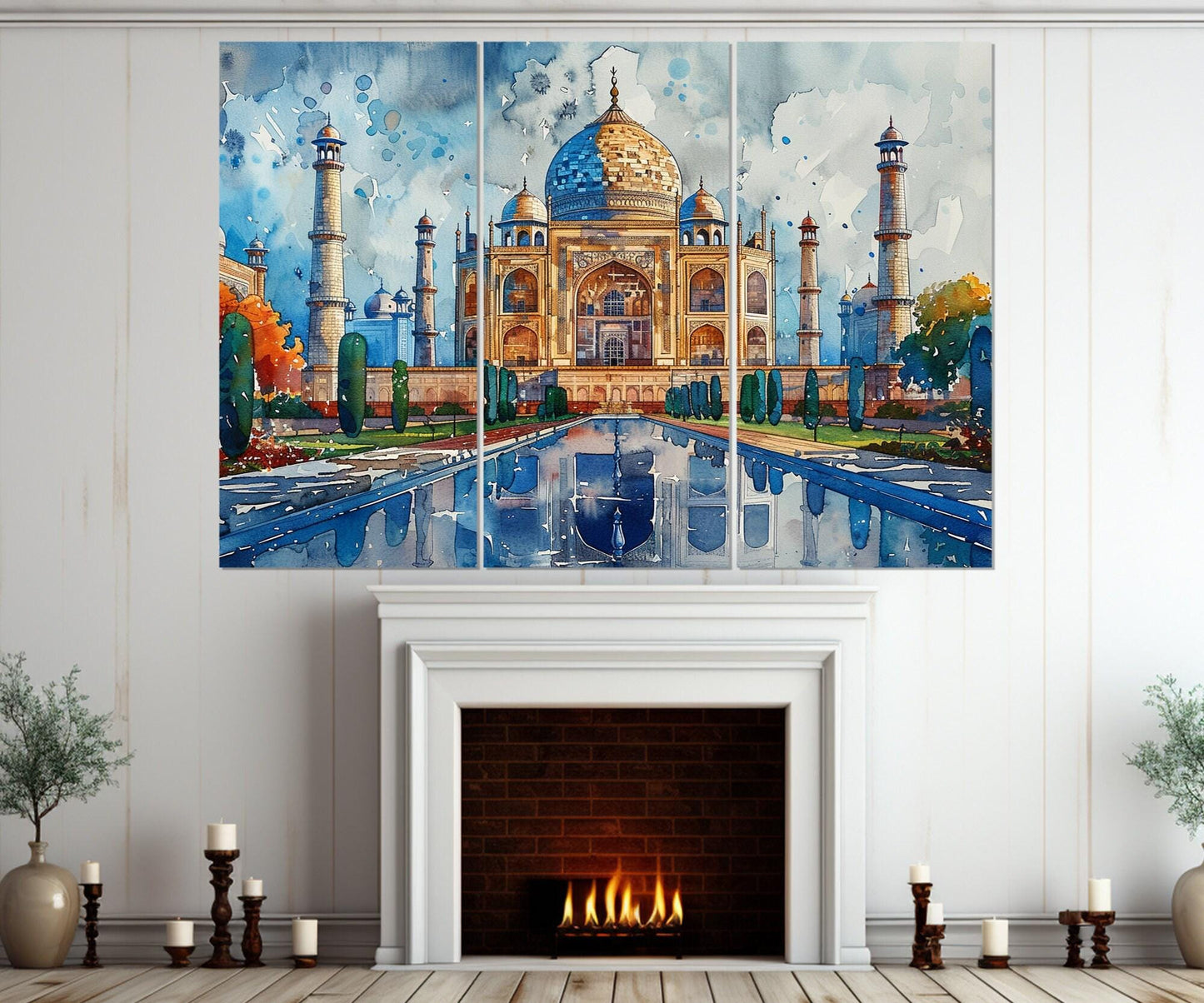 Taj Mahal Canvas Print - Abstract Indian Wall Art | Large Framed Cotton Canvas