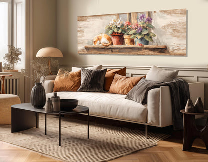 Sleeping Cat Canvas Print – Rustic Farmhouse Decor | Framed Canvas Wall Art