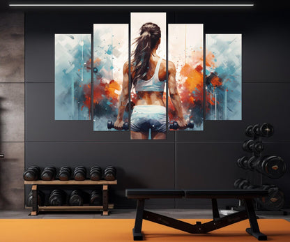 Women Workout Canvas Print - Framed Fitness Painting | Gym Wall Decor, Motivational Workout Print