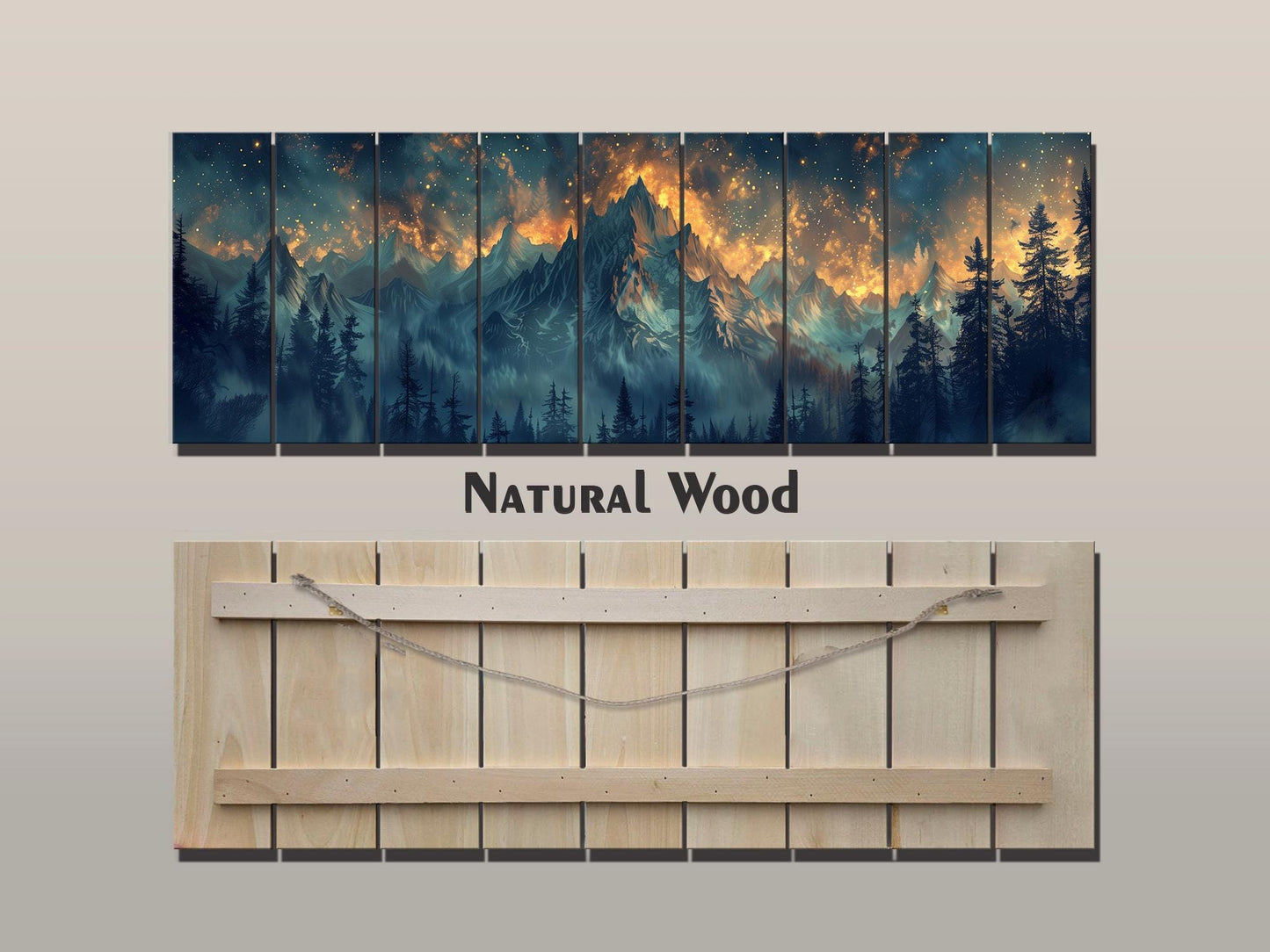 Majestic Mountains Printed On Natural Wood - Luxury Wall Art