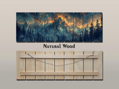 Majestic Mountains Printed On Natural Wood - Luxury Wall Art