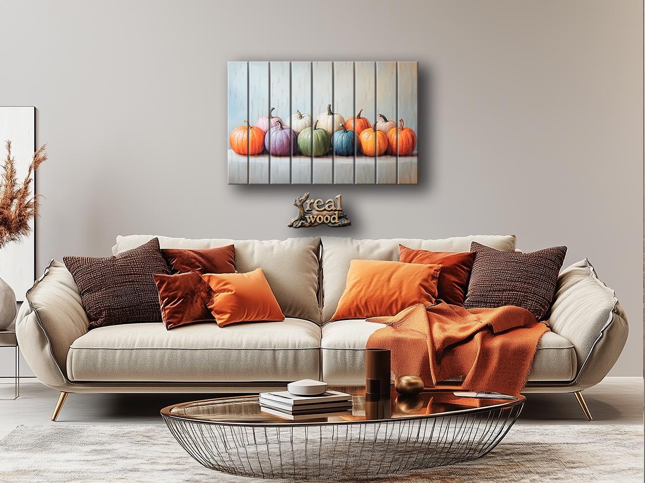 Rustic Wood Wall Art – Pumpkins Wall Decor | Cozy Farmhouse Decor | Natural Wood Prints