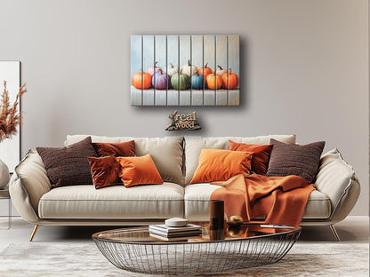 Rustic Wood Wall Art – Pumpkins Wall Decor | Cozy Farmhouse Decor | Natural Wood Prints