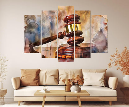 Justice Wall Art – Gavel Canvas Print | Lawyer Office Decor, Judge Gift, Attorney Gift