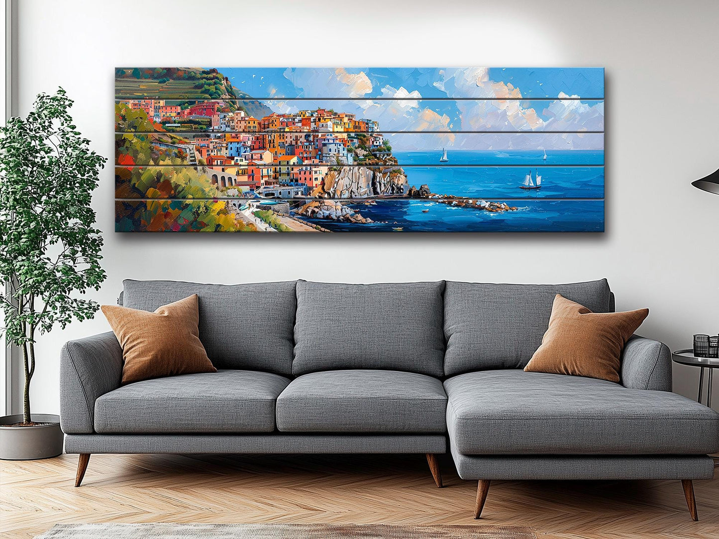 Cinque Terre Wall Art - Manarola Wood Print | Natural Wood Decor, Ready to Hang