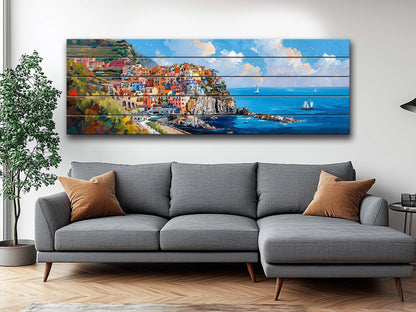 Cinque Terre Wall Art - Manarola Wood Print | Natural Wood Decor, Ready to Hang