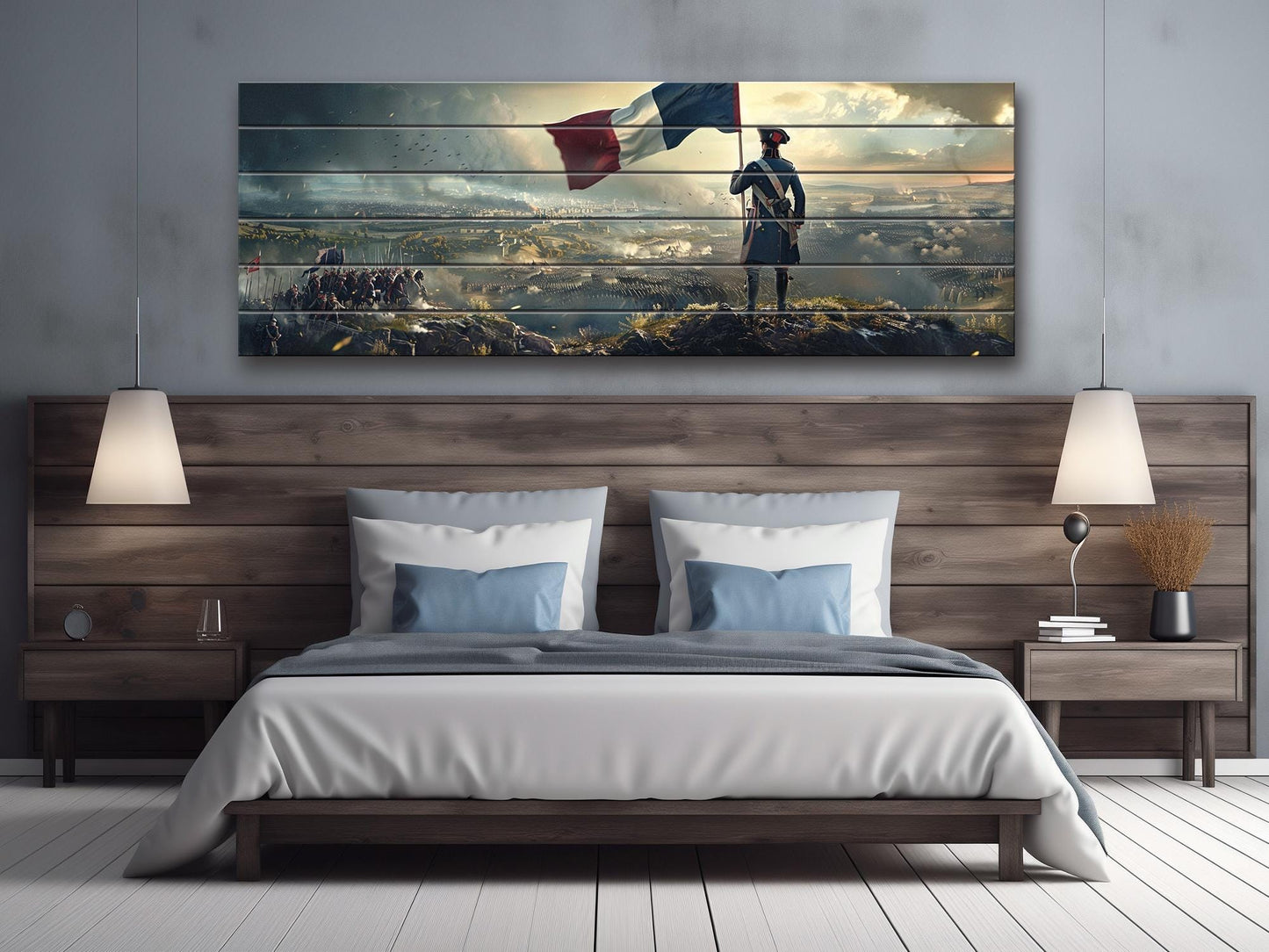 Napoleon Wood Art – Historical Wall Art on Natural Wood Print with French Flag